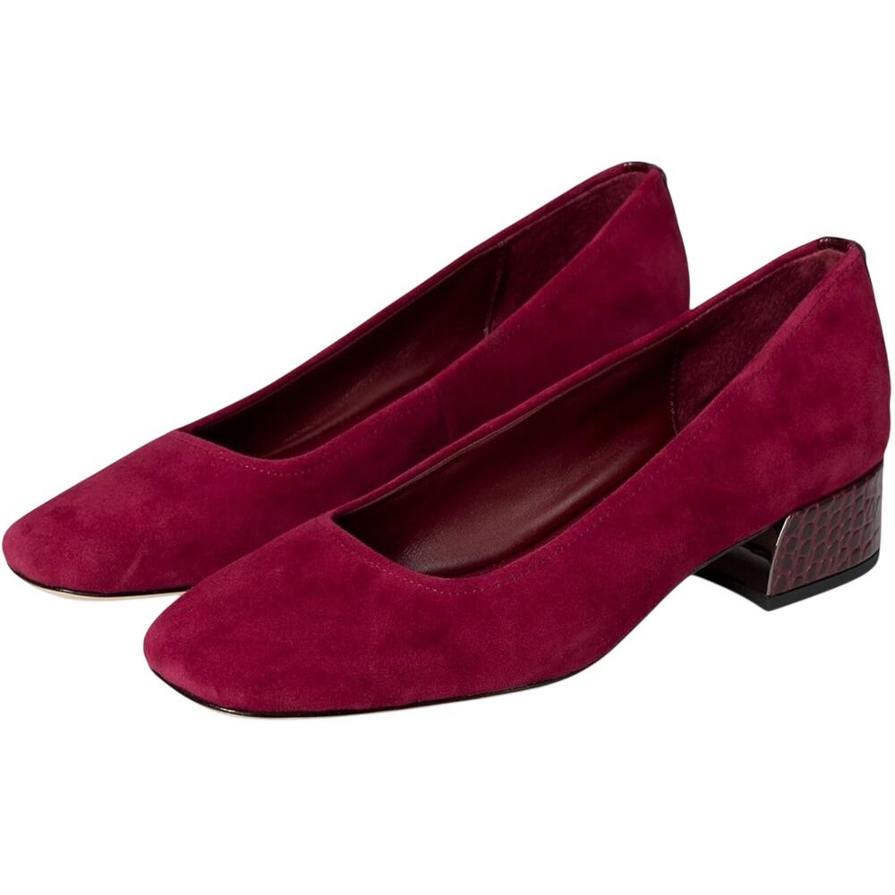 Donald Pliner Dreww Pump Bordeaux Suede Croco Heel Comfort Size 10